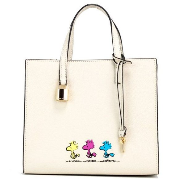 NEW Marc Jacobs X Peanuts Small Ivory Leather Woodstock Tote Crossbody Bag Purse - Picture 4 of 11